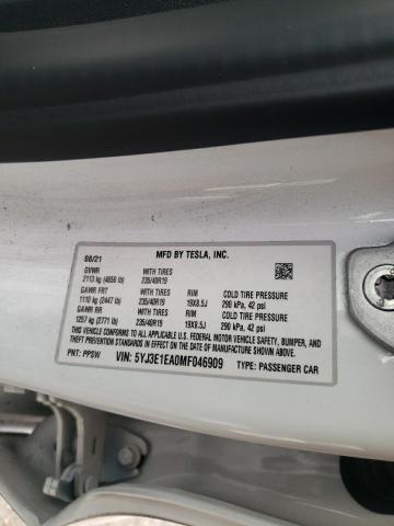 Photo 10 from auction – 2021 TESLA MODEL 3 with VIN 5YJ3E1EA0MF046909
