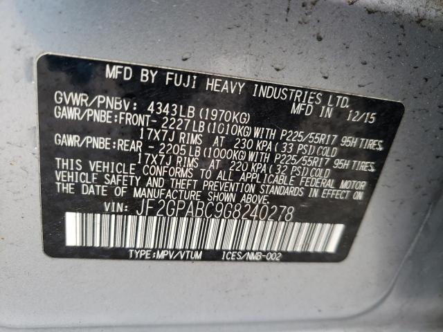 Photo 10 from auction – 2016 SUBARU CROSSTREK with VIN JF2GPABC9G8240278