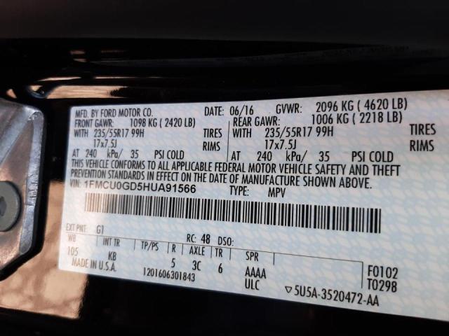 Photo 10 from auction – 2017 FORD ESCAPE SE with VIN 1FMCU0GD5HUA91566