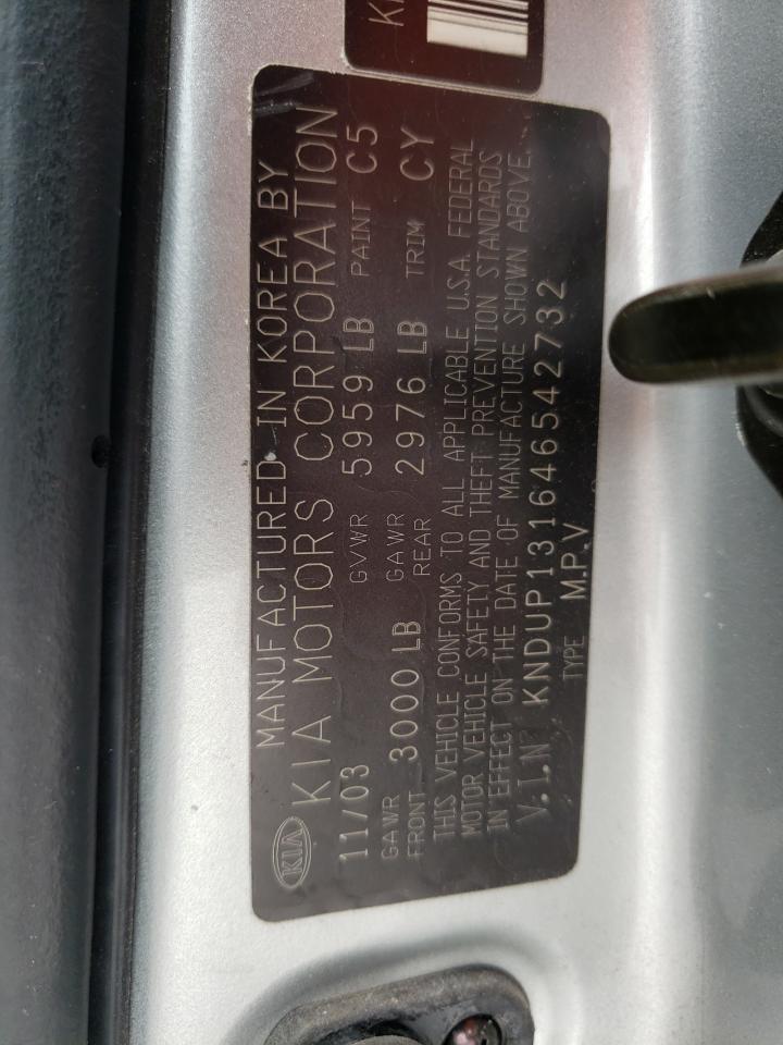 Photo 10 from auction – 2004 KIA SEDONA EX with VIN KNDUP131646542732