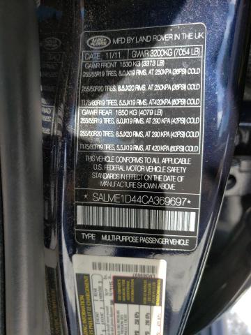 Photo 10 from auction – 2012 LAND ROVER RANGE ROVE with VIN SALME1D44CA369697