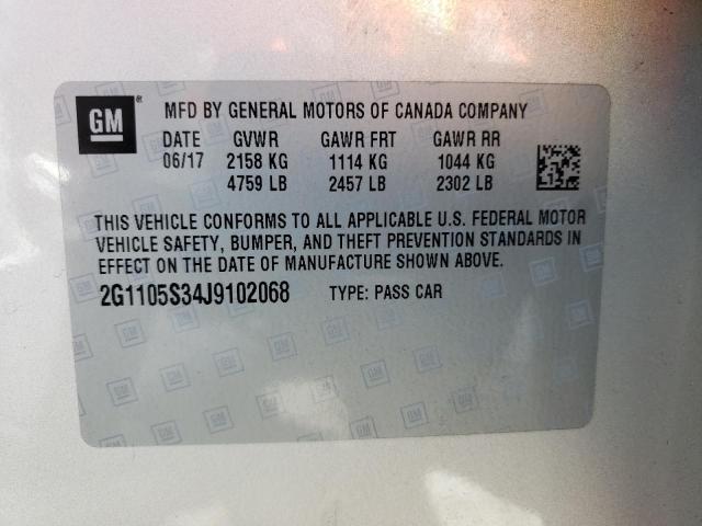 Photo 10 from auction – 2018 CHEVROLET IMPALA LT with VIN 2G1105S34J9102068