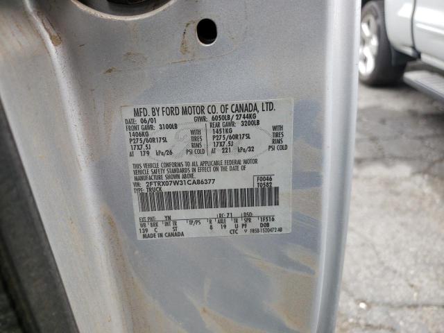 Photo 10 from auction – 2001 FORD F150 with VIN 2FTRX07W31CA86377