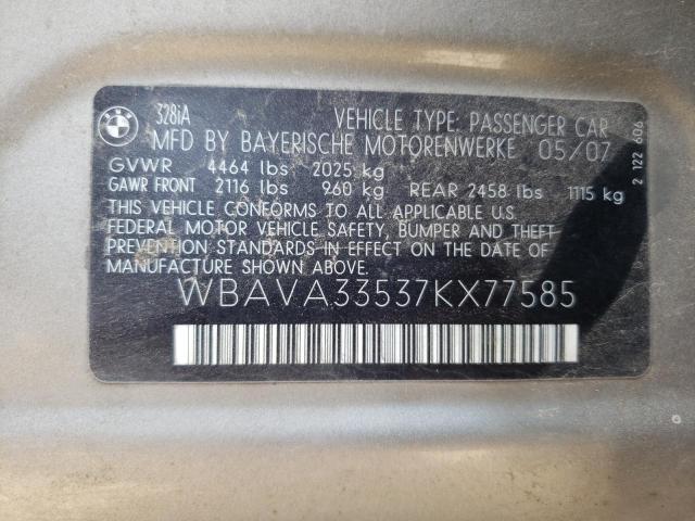 Photo 10 from auction – 2007 BMW 328 I with VIN WBAVA33537KX77585