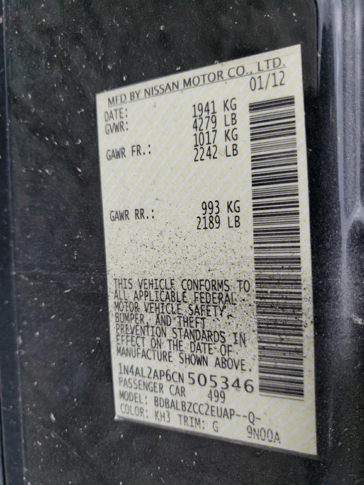 Photo 10 from auction – 2012 NISSAN ALTIMA BAS with VIN 1N4AL2AP6CN505346