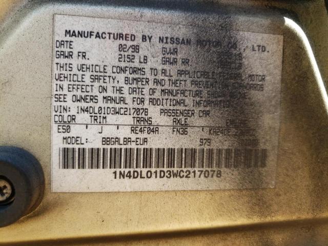 Photo 10 from auction – 1998 NISSAN ALTIMA XE with VIN 1N4DL01D3WC217078