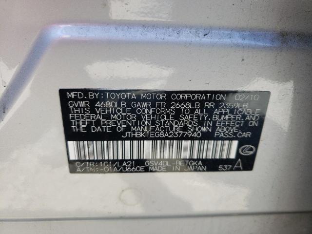 Photo 10 from auction – 2010 LEXUS ES 350 with VIN JTHBK1EG8A2377940