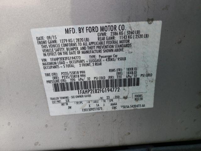 Photo 10 from auction – 2015 FORD TAURUS SEL with VIN 1FAHP2E82FG194772