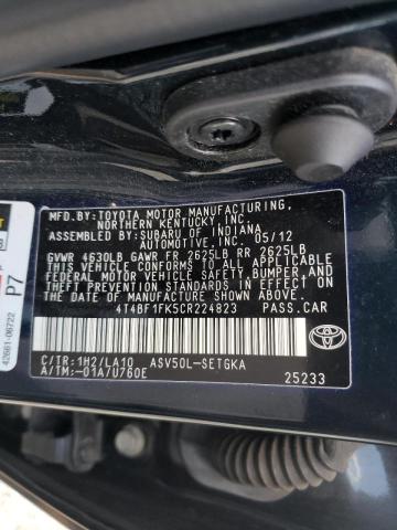 صورة رقم 10 من المزاد - 2012 TOYOTA CAMRY BASE مع VIN 4T4BF1FK5CR224823