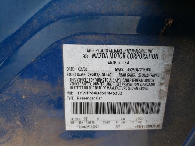 Photo 10 from auction – 2006 MAZDA 6 S with VIN 1YVHP84D365M45333