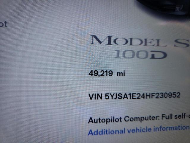 Photo 8 from auction – 2017 TESLA MODEL S with VIN 5YJSA1E24HF230952