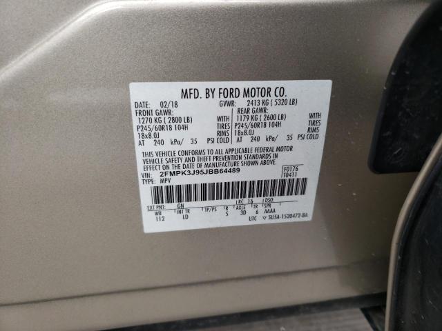 Photo 10 from auction – 2018 FORD EDGE SEL with VIN 2FMPK3J95JBB64489