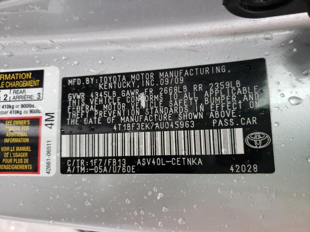 Photo 10 from auction – 2010 TOYOTA CAMRY BASE with VIN 4T1BF3EK7AU045963
