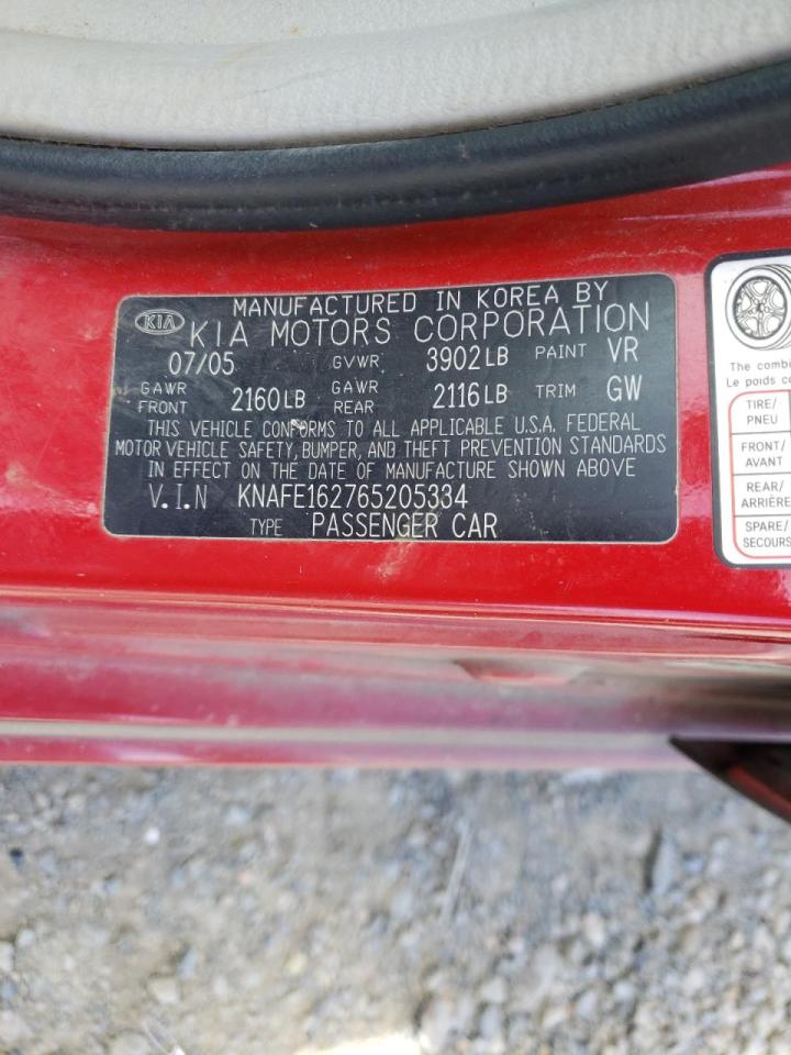 Photo 10 from auction – 2006 KIA SPECTRA5 with VIN KNAFE162765205334