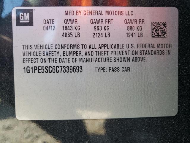 Photo 10 from auction – 2012 CHEVROLET CRUZE LT with VIN 1G1PE5SC6C7339693