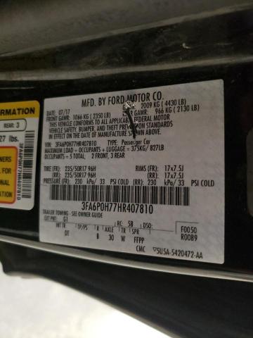 Photo 10 from auction – 2017 FORD FUSION SE with VIN 3FA6P0H77HR407810