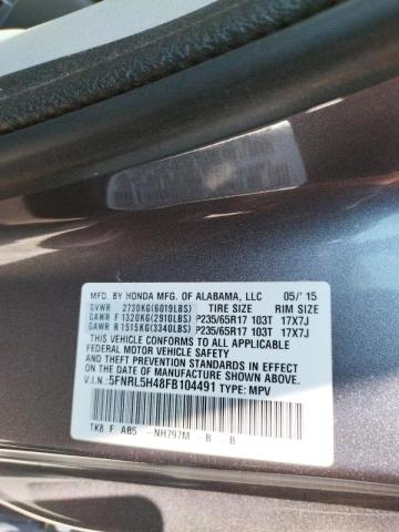Photo 10 from auction – 2015 HONDA ODYSSEY EX with VIN 5FNRL5H48FB104491
