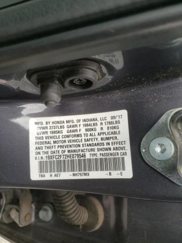Photo 10 from auction – 2017 HONDA CIVIC EX with VIN 19XFC2F72HE079546