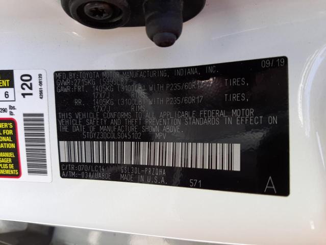 Photo 10 from auction – 2020 TOYOTA SIENNA XLE with VIN 5TDYZ3DC0LS045102
