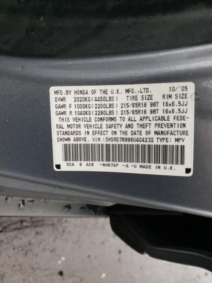 Photo 10 from auction – 2006 HONDA CR-V SE with VIN SHSRD78996U404232