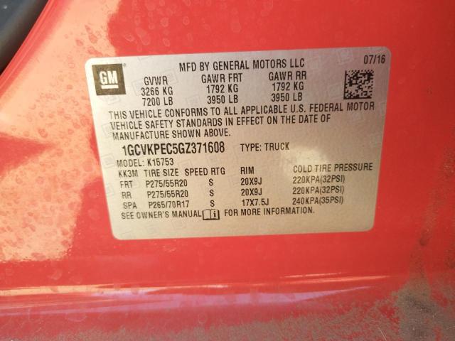 Photo 10 from auction – 2016 CHEVROLET SILVERADO with VIN 1GCVKPEC5GZ371608