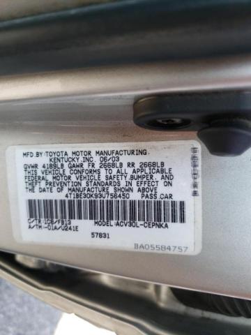 Photo 10 from auction – 2003 TOYOTA CAMRY LE with VIN 4T1BE30K93U756450