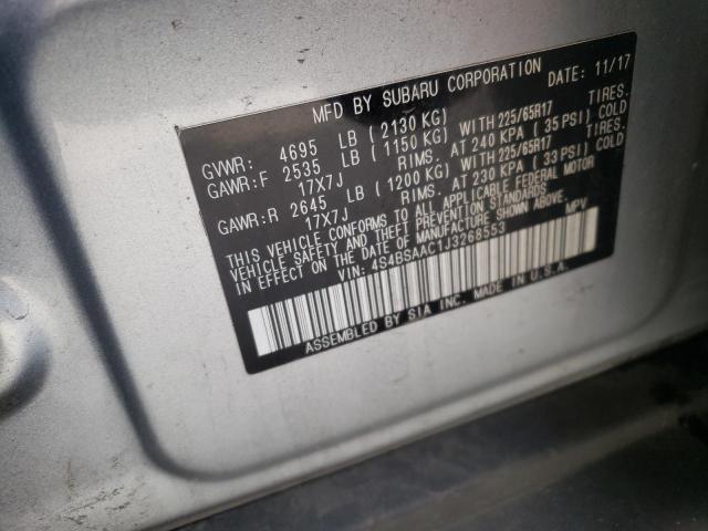 Photo 10 from auction – 2018 SUBARU OUTBACK 2. with VIN 4S4BSAAC1J3268553