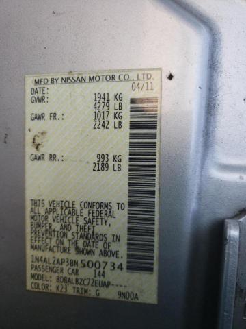 Photo 10 from auction – 2011 NISSAN ALTIMA BAS with VIN 1N4AL2AP3BN500734