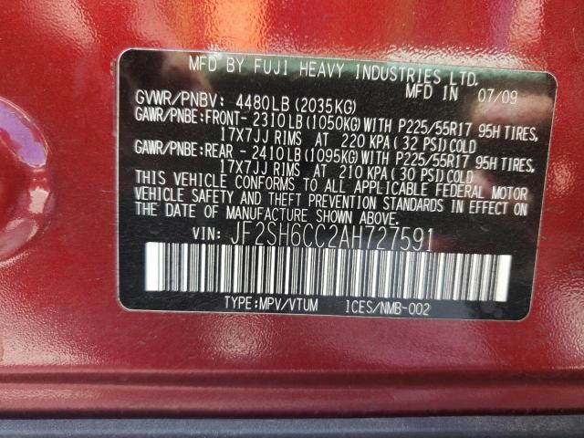 Photo 10 from auction – 2010 SUBARU FORESTER 2 with VIN JF2SH6CC2AH727591