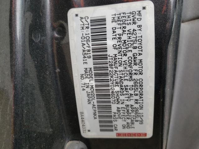 TOYOTA CAMRY CE 2000 with VIN JT2BF22K2Y0246070 - Photo from auction