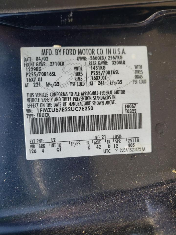 Photo 20 from auction – 2002 FORD EXPLORER S with VIN 1FMZU67E22UC76350