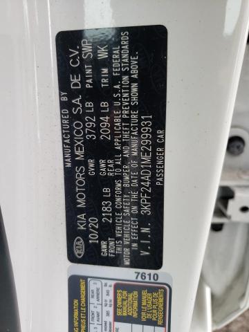 Photo 10 from auction – 2021 KIA FORTE FE with VIN 3KPF24AD1ME299931