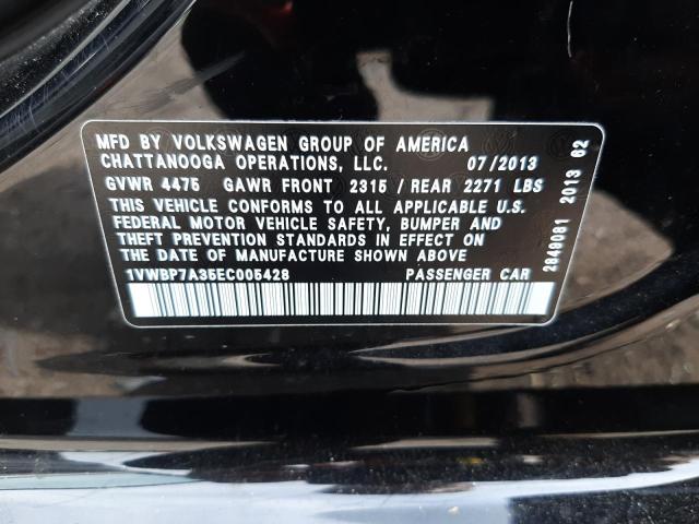 Photo 10 from auction – 2014 VOLKSWAGEN PASSAT SE with VIN 1VWBP7A35EC005428