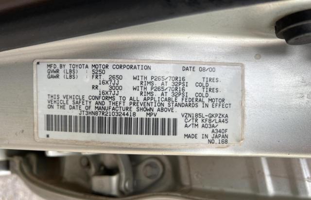 Photo 1 from auction – 2001 TOYOTA 4RUNNER LI with VIN JT3HN87R210324418