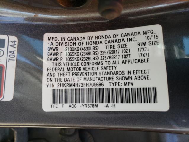 Photo 10 from auction – 2015 HONDA CR-V EXL with VIN 2HKRM4H73FH705696