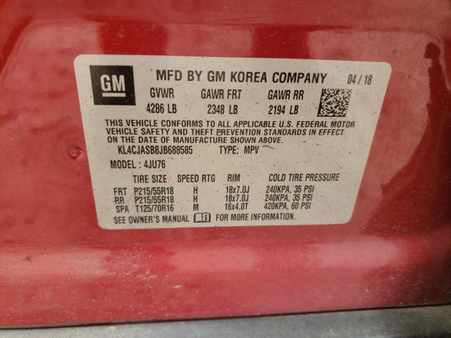 Photo 10 from auction – 2018 BUICK ENCORE PRE with VIN KL4CJASB8JB688585