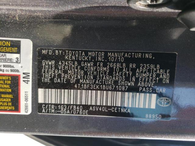 Photo 10 from auction – 2011 TOYOTA CAMRY BASE with VIN 4T1BF3EK1BU671087
