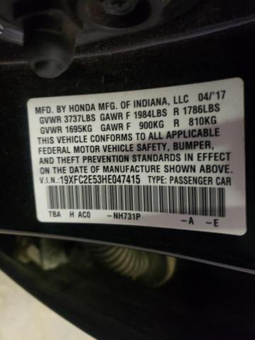 Photo 10 from auction – 2017 HONDA CIVIC LX with VIN 19XFC2E53HE047415
