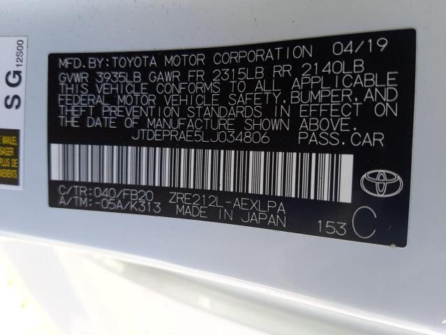 Photo 10 from auction – 2020 TOYOTA COROLLA LE with VIN JTDEPRAE5LJ034806