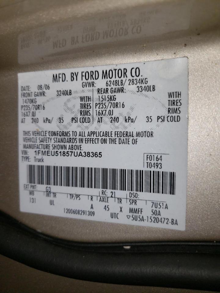Photo 10 from auction – 2007 FORD EXPLORER S with VIN 1FMEU51857UA38365