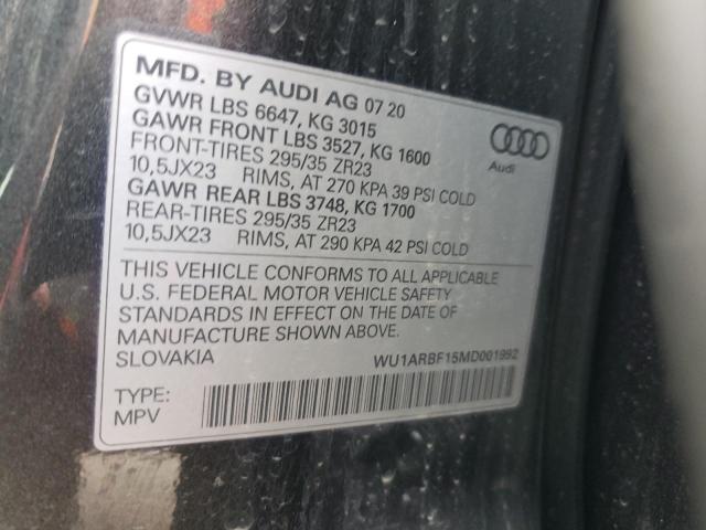 Photo 10 from auction – 2021 AUDI RS Q8 with VIN WU1ARBF15MD001992