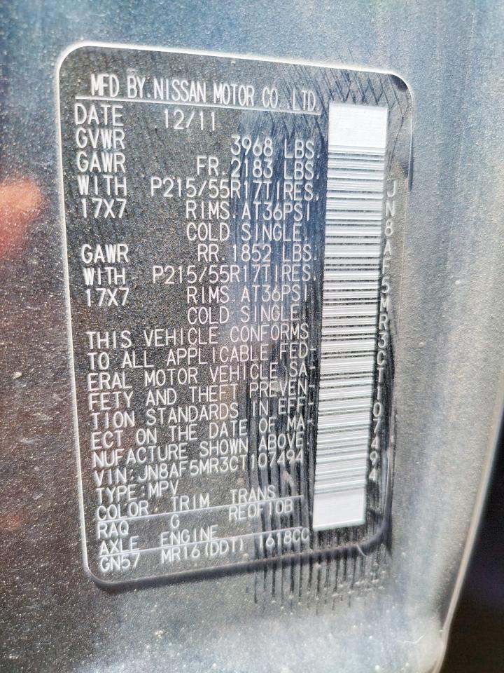Photo 10 from auction – 2012 NISSAN JUKE S with VIN JN8AF5MR3CT107494