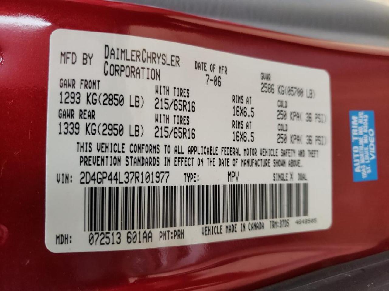 Photo 10 from auction – 2007 DODGE GRAND CARA with VIN 2D4GP44L37R101977
