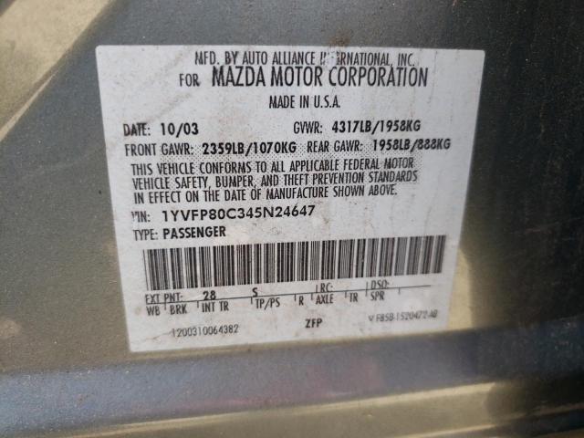 Photo 10 from auction – 2004 MAZDA 6 I with VIN 1YVFP80C345N24647