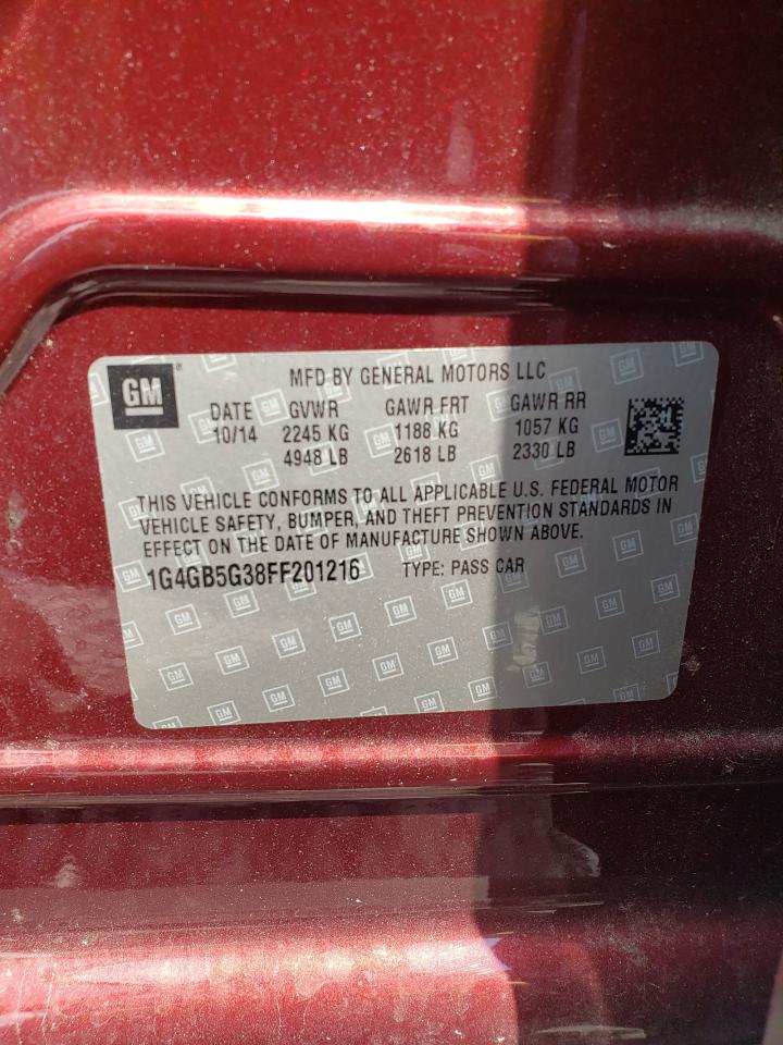 Photo 10 from auction – 2015 BUICK LACROSSE with VIN 1G4GB5G38FF201216