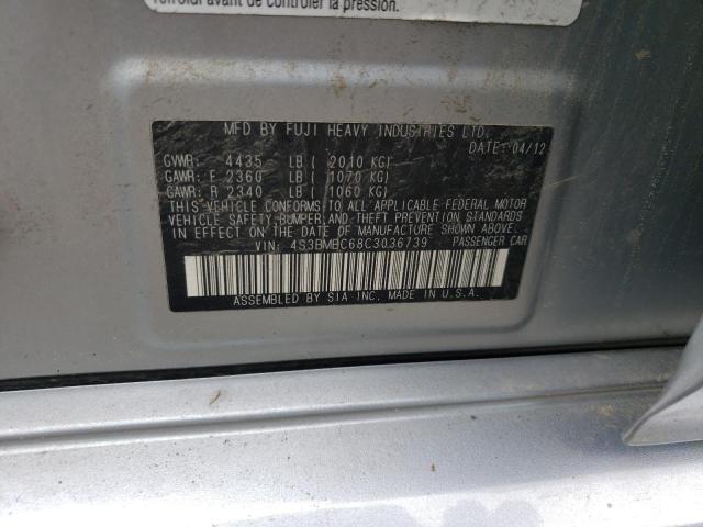 Photo 10 from auction – 2012 SUBARU LEGACY 2.5 with VIN 4S3BMBC68C3036739