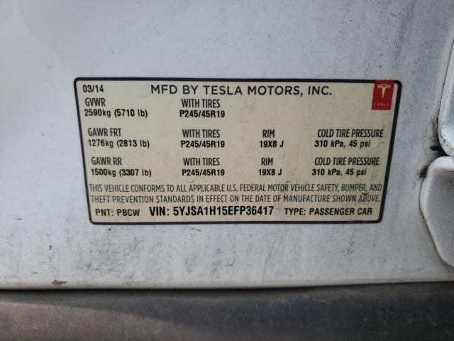 Photo 10 from auction – 2014 TESLA MODEL S with VIN 5YJSA1H15EFP36417