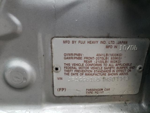 Photo 10 from auction – 2007 SUBARU IMPREZA 2. with VIN JF1GG61657H807793