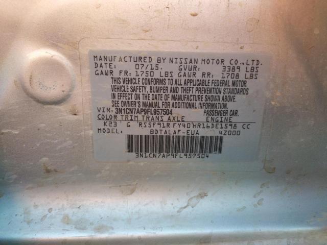 Photo 10 from auction – 2015 NISSAN VERSA S with VIN 3N1CN7AP9FL957504