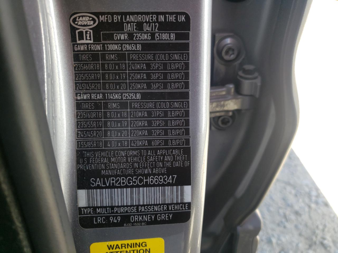 Photo 10 from auction – 2012 LAND ROVER RANGE ROVE with VIN SALVR2BG5CH669347